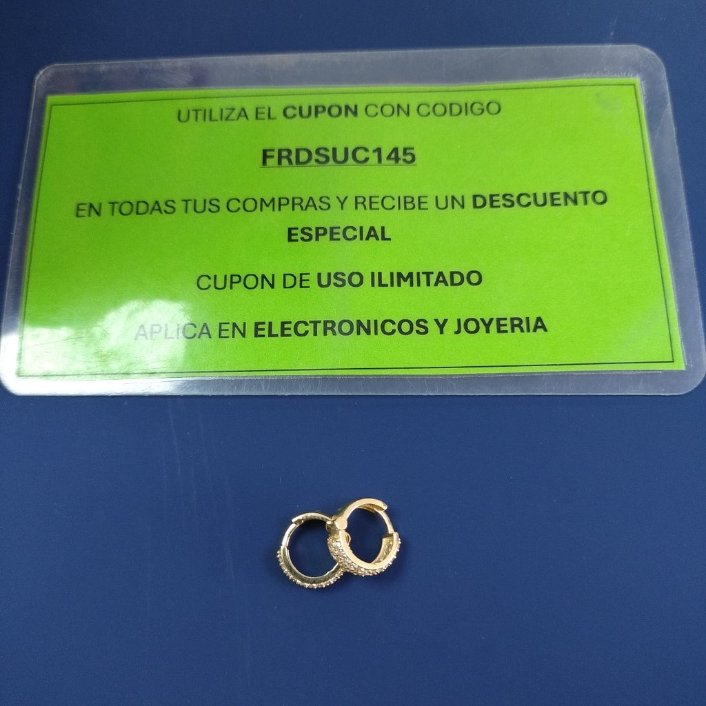 ARETES HUGGIE CON CIRCONIAS 14K 2.1 GR (NUEVO)