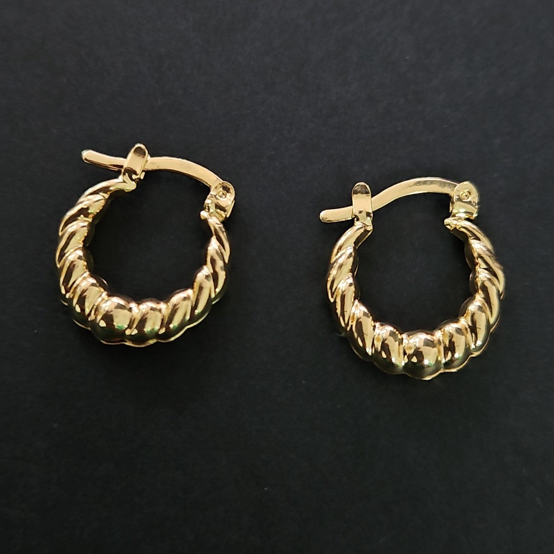 ARETES ARRACADAS TZL HUECAS 14K 1.5 GR (NUEVO)