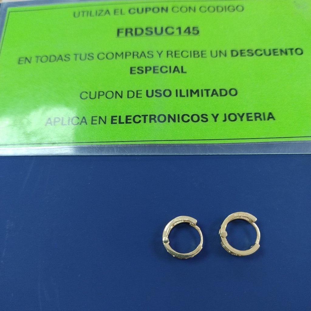 ARETES HUGGIES C CIRCONIAS 14K 1.7 GR (NUEVO)