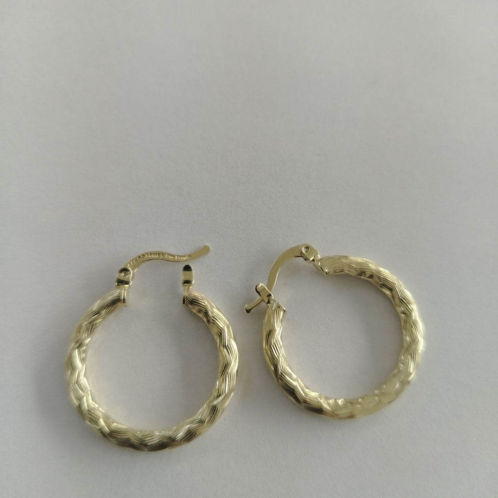 ARETES TEJIDO ARRACADA LABRADA 14K 2.7 GR (NUEVO)