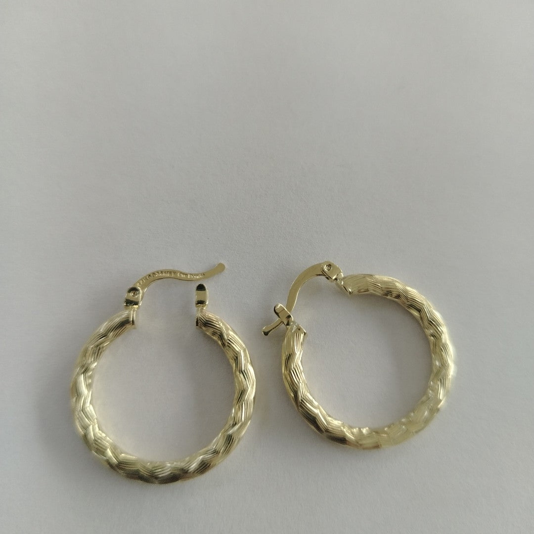 ARETES TEJIDO ARRACADA LABRADA 14K 2.7 GR (NUEVO)