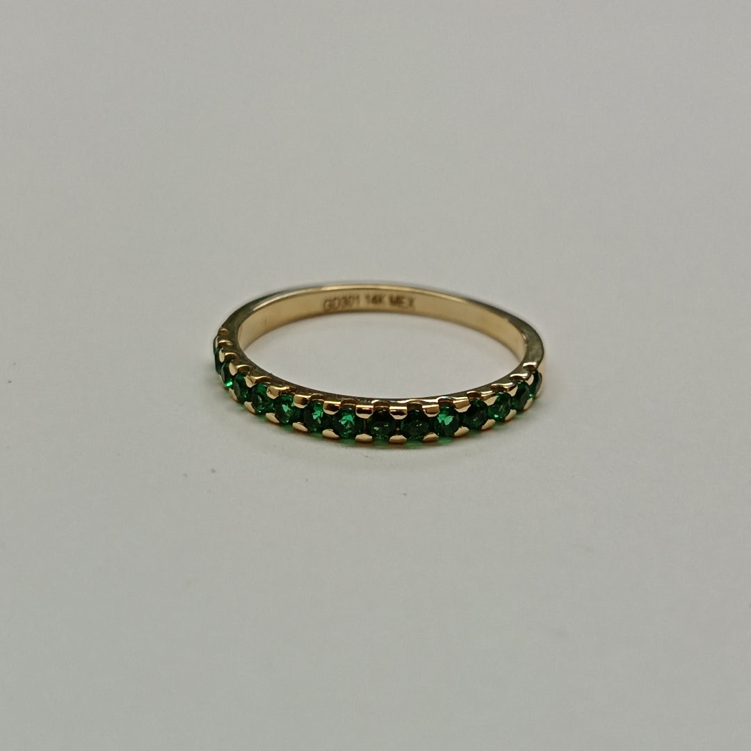 ANILLO ANILLITO MEDIA CHURUMBELA C PDRAS COLOR VERDE 14K 7 TALLA 1.5 GR (NUEVO)