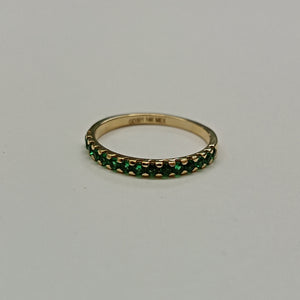 ANILLO ANILLITO MEDIA CHURUMBELA C PDRAS COLOR VERDE 14K 7 TALLA 1.5 GR (NUEVO)