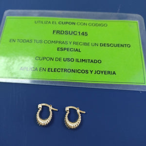 ARETES ARRACADA ESTRIADAS 14K 1.1 GR (NUEVO)