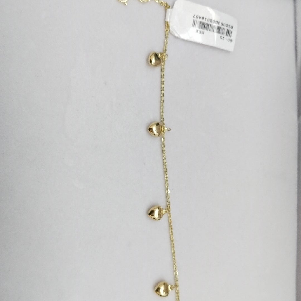 PULSERA ESP CON FIG CORAZONES 14K 18 CM 1.8 GR (NUEVO)