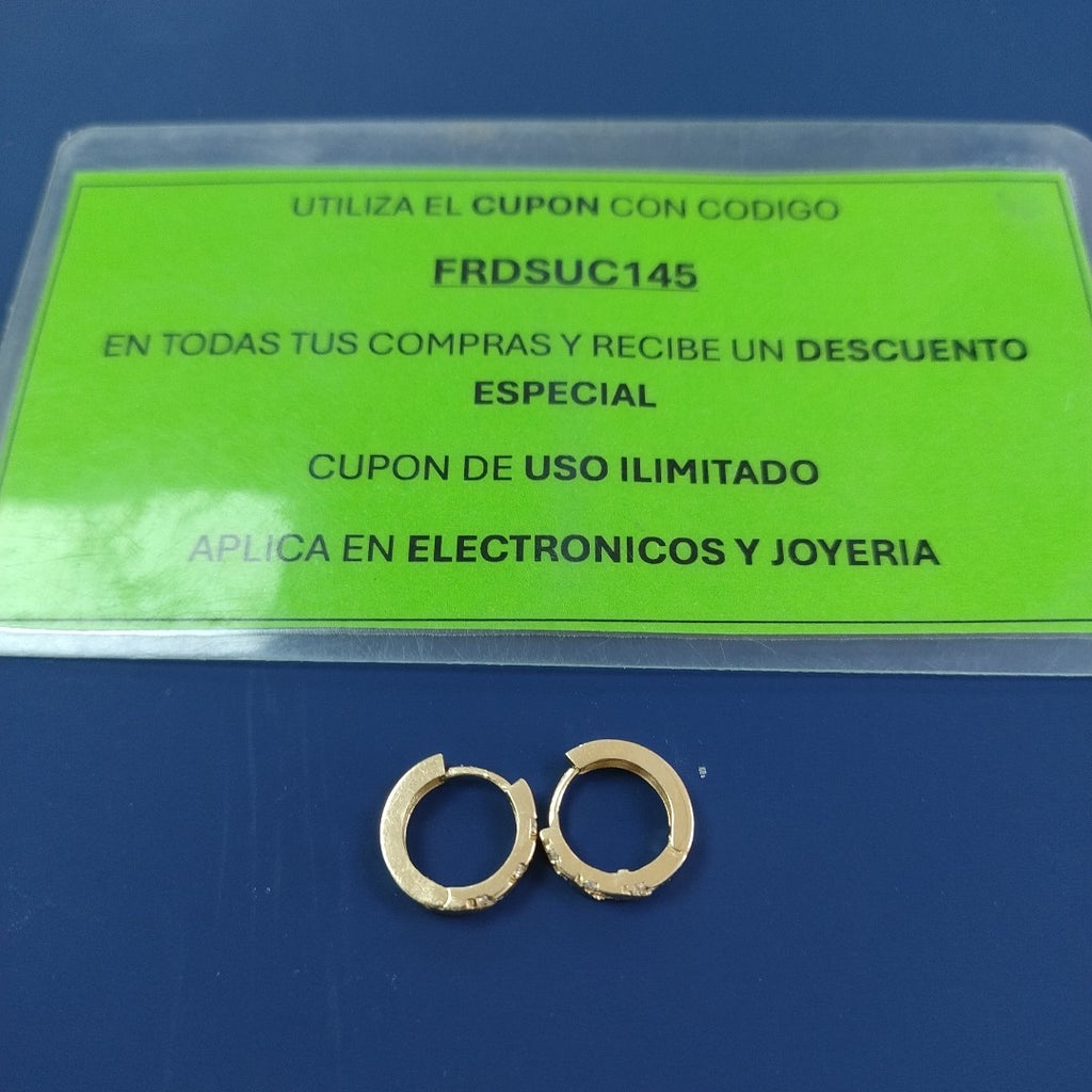 ARETES HUGGIES CON CIRCONIAS 14K 2.3 GR (NUEVO)