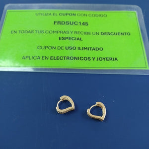 ARETES ARRACADAS CORAZON C CIRCONIAS 14K 2.1 GR (NUEVO)