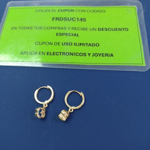 ARETES ARRACADAS CON DIJE 14K 2.4 GR (NUEVO)