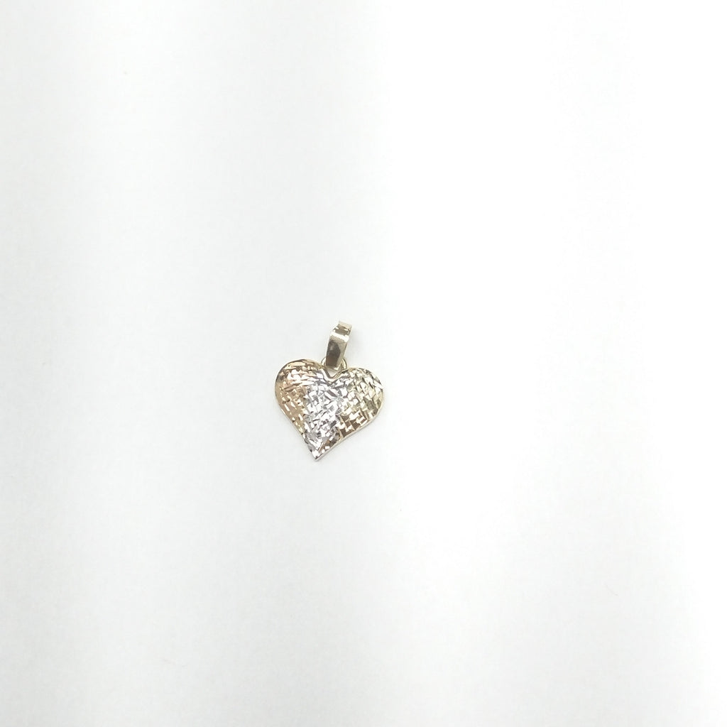 DIJE TEJIDO CORAZON LABRADO COMBINADO 14K 1.2 GR (NUEVO)