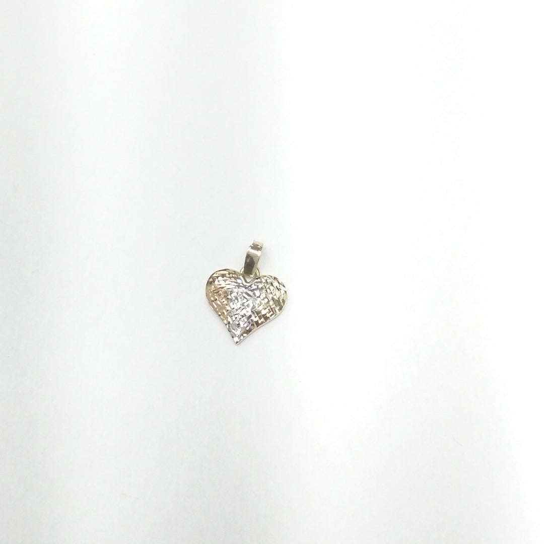 DIJE TEJIDO CORAZON LABRADO COMBINADO 14K 1.2 GR (NUEVO)