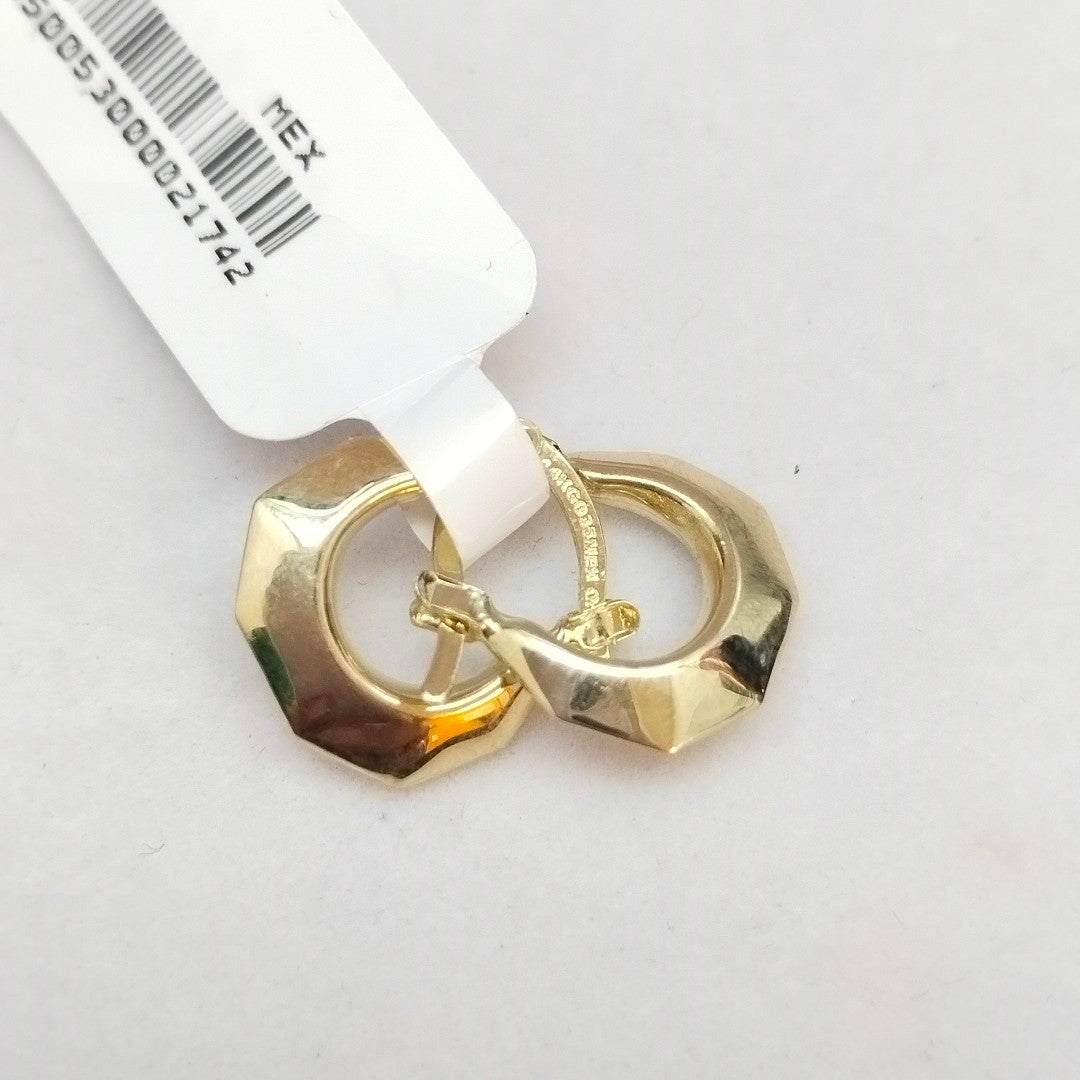 ARETES TEJIDO ARRACADA FACETADA 14K 1.2 GR (NUEVO)
