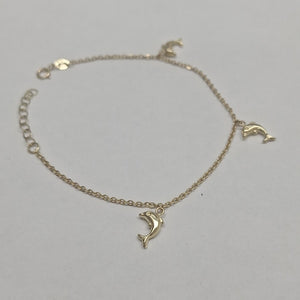 PULSERA ESPECIAL CON DIJES DELFINES 10K 18 CM 2 GR (NUEVO)