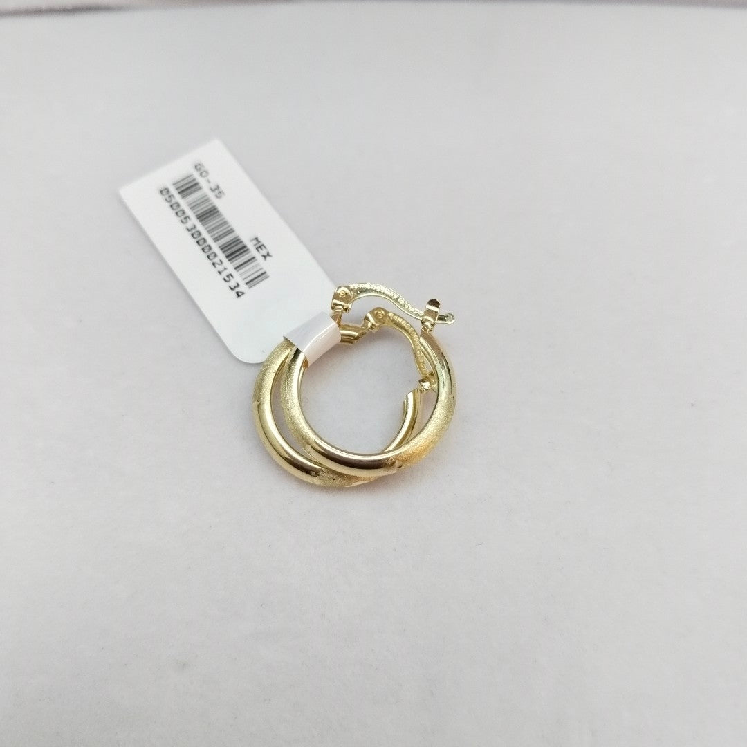 ARETES TEJIDO ARRACADA SATINADA 14K 2.5 GR (NUEVO)