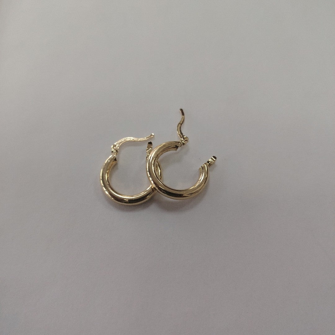 ARETES TEJIDO ARRACADAS LISAS 14K 1.6 GR (NUEVO)