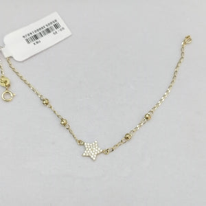 PULSERA ESPECIAL CON ESTRELLA Y CIRCONIAS 14K 18 CM 1.5 GR (NUEVO)