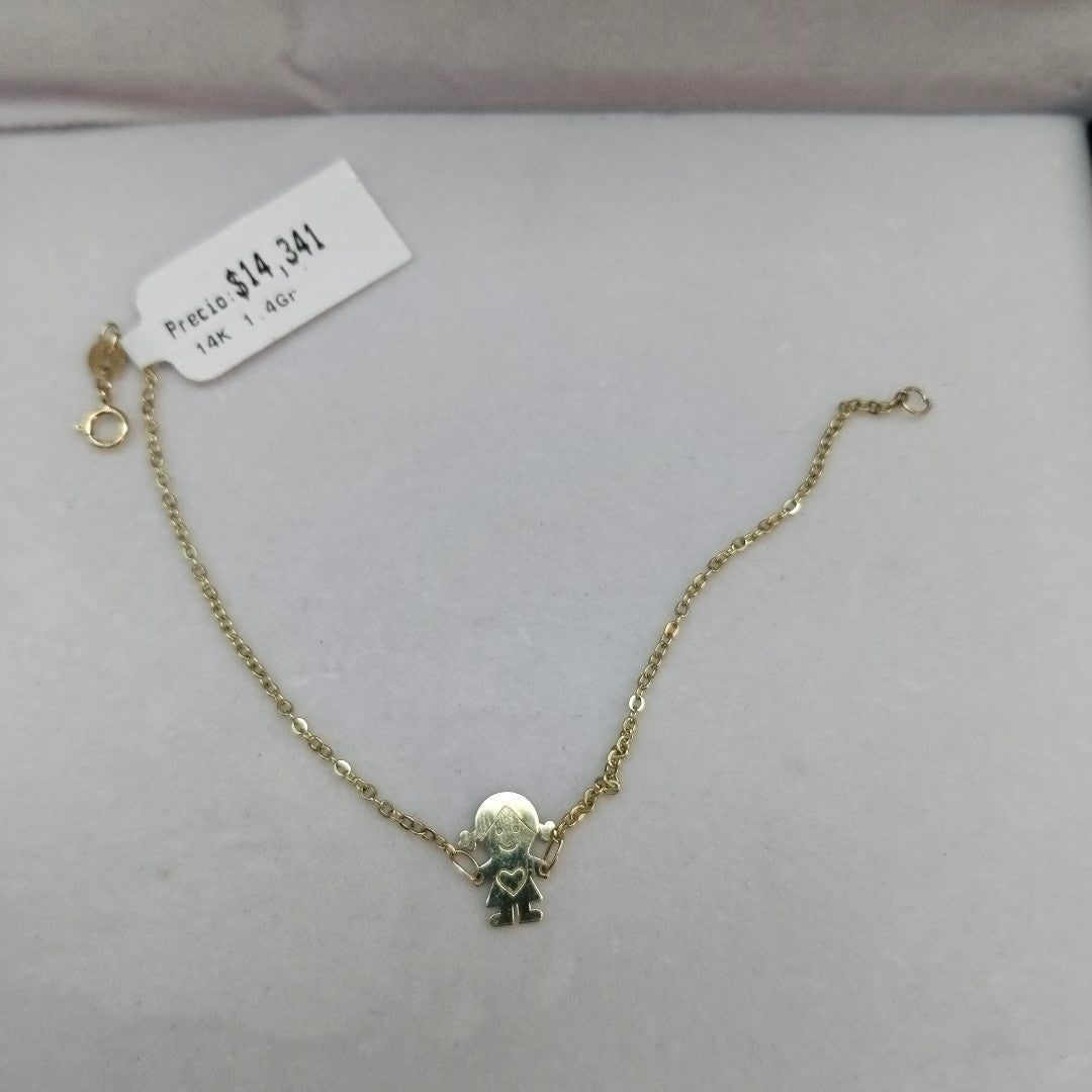 PULSERA ESP CON DIJE DE NIÑA 14K 18 CM 1.4 GR (NUEVO)