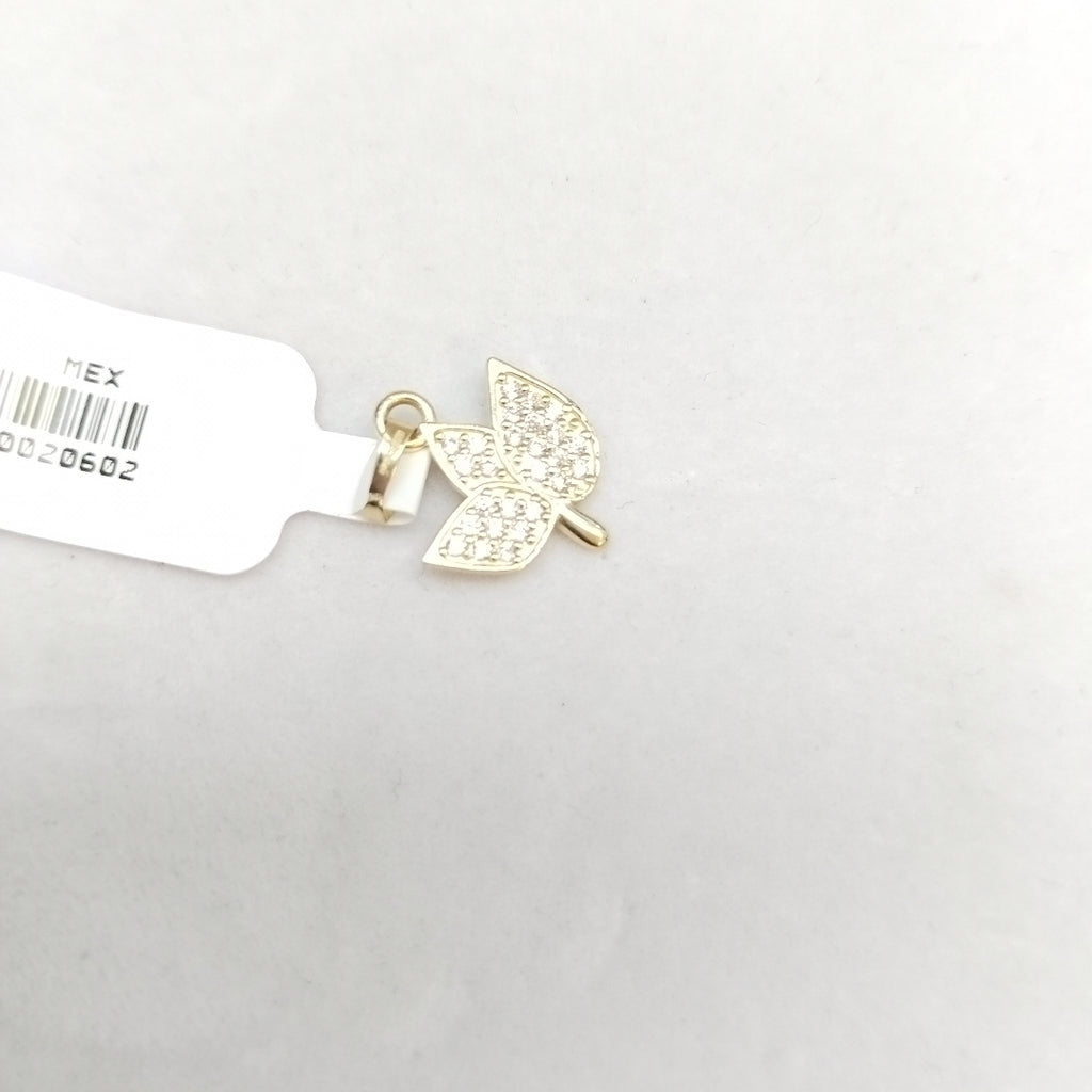 DIJE TEJIDO HOJAS CON CIRCONIAS 14K 1 GR (NUEVO)