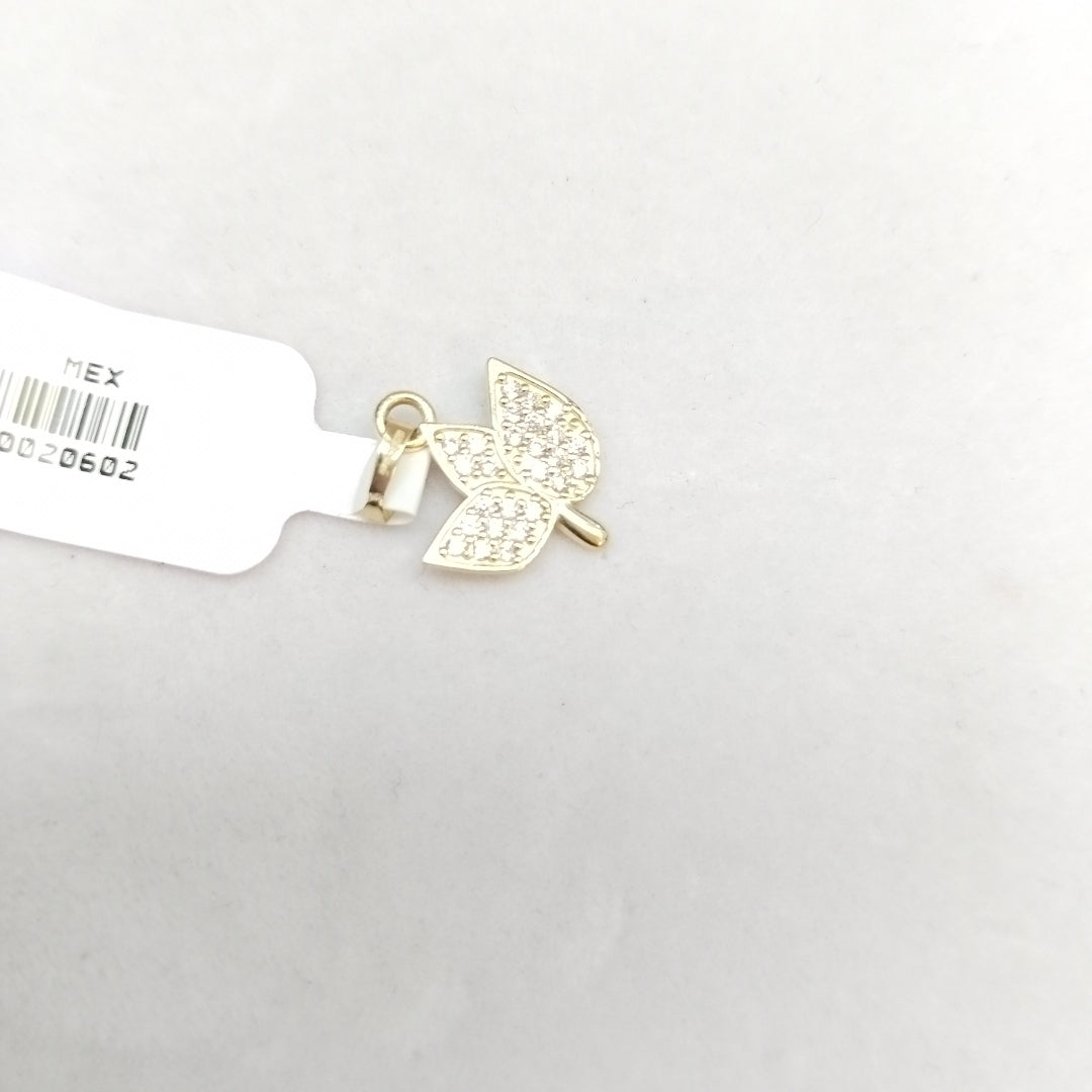 DIJE TEJIDO HOJAS CON CIRCONIAS 14K 1 GR (NUEVO)