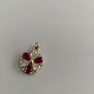 DIJE FLOR CIRCONIAS Y PIEDRAS DE COLOR 14K 2.8 GR (NUEVO)