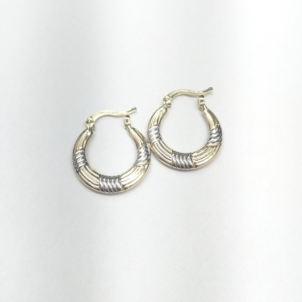 ARETES TEJIDO ARRACADAS COMBINADAS HUECAS 14K 2 GR (NUEVO)