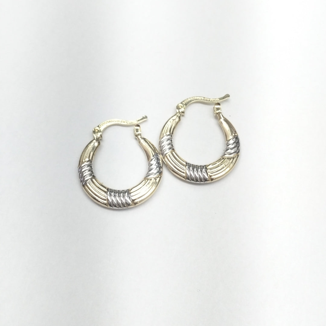 ARETES TEJIDO ARRACADAS COMBINADAS HUECAS 14K 2 GR (NUEVO)