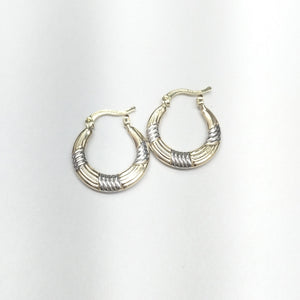 ARETES TEJIDO ARRACADAS COMBINADAS HUECAS 14K 2 GR (NUEVO)