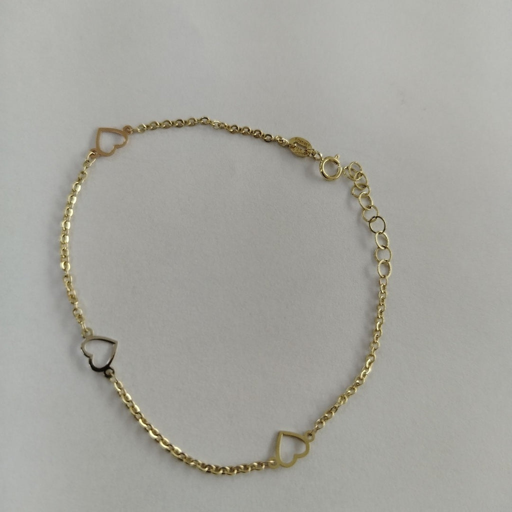 PULSERA ESPECIAL CON CORAZONES 10K 18 CM 1.3 GR (NUEVO)