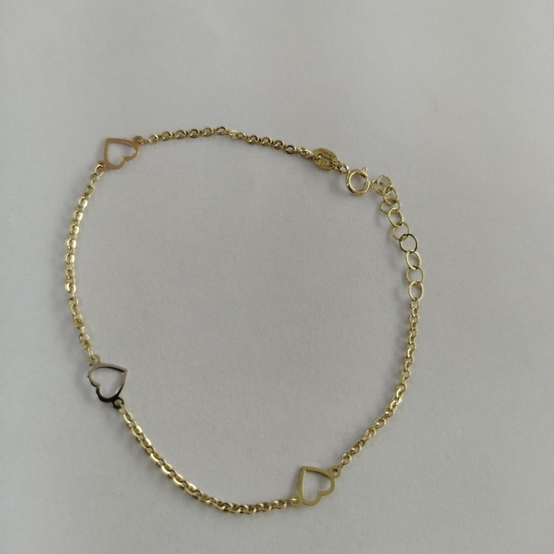 PULSERA ESPECIAL CON CORAZONES 10K 18 CM 1.3 GR (NUEVO)
