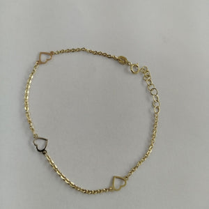 PULSERA ESPECIAL CON CORAZONES 10K 18 CM 1.3 GR (NUEVO)