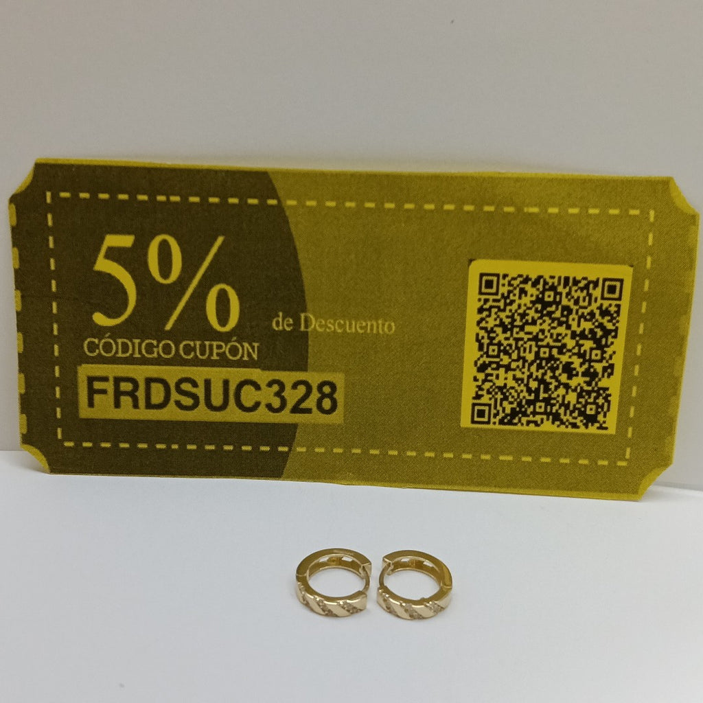ARETES HUGGIES CON CIRCONIAS 14K 2.2 GR (NUEVO)