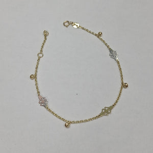 PULSERA ESPECIAL CON TREBOL 14K 18 CM 1.8 GR (NUEVO)