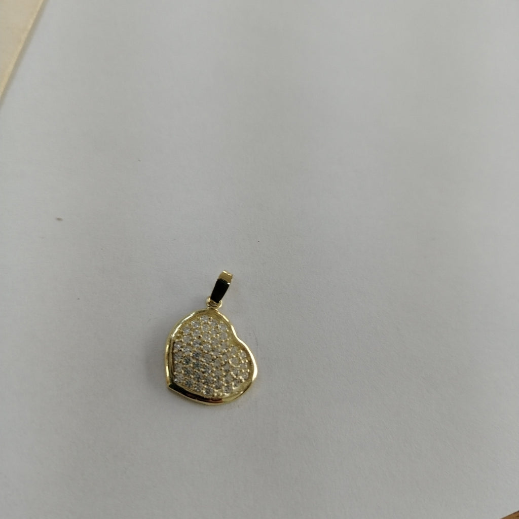 DIJE TEJIDO CORAZON CON CIRCONIAS 14K 1.7 GR (NUEVO)