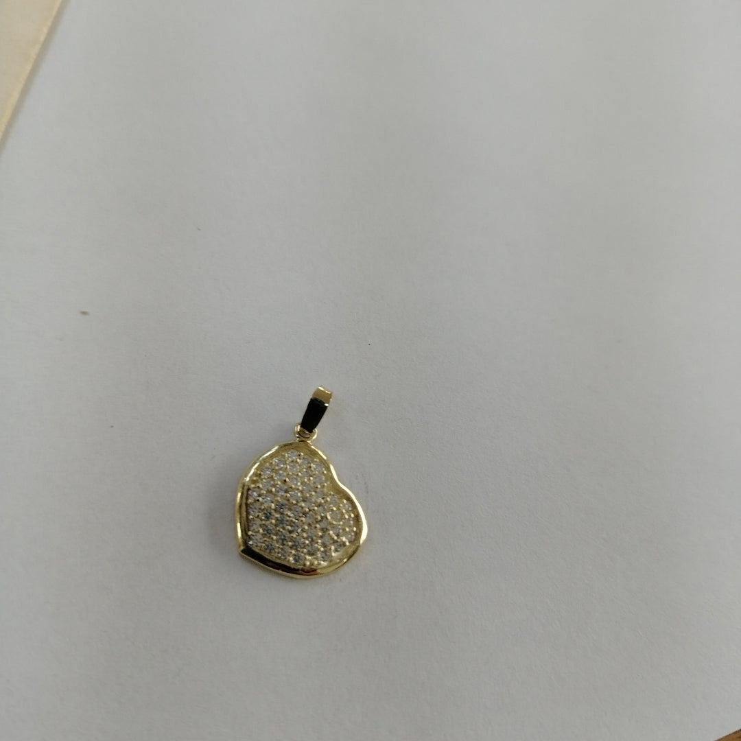 DIJE TEJIDO CORAZON CON CIRCONIAS 14K 1.7 GR (NUEVO)