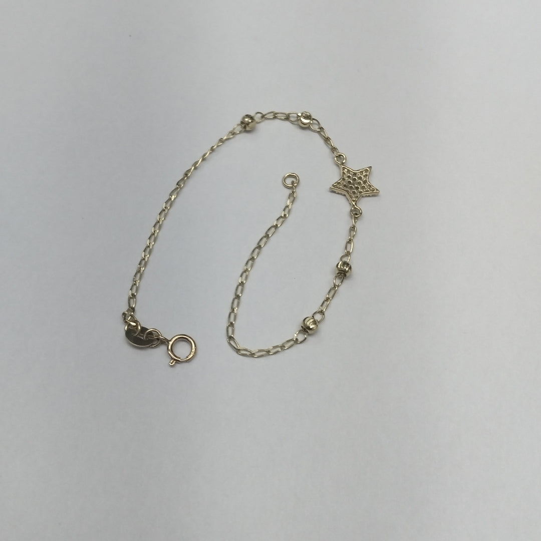 PULSERA ESPECIAL CON ESTRELLA Y CIRCONIAS 14K 18 CM 1.5 GR (NUEVO)