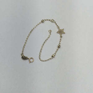 PULSERA ESPECIAL CON ESTRELLA Y CIRCONIAS 14K 18 CM 1.5 GR (NUEVO)