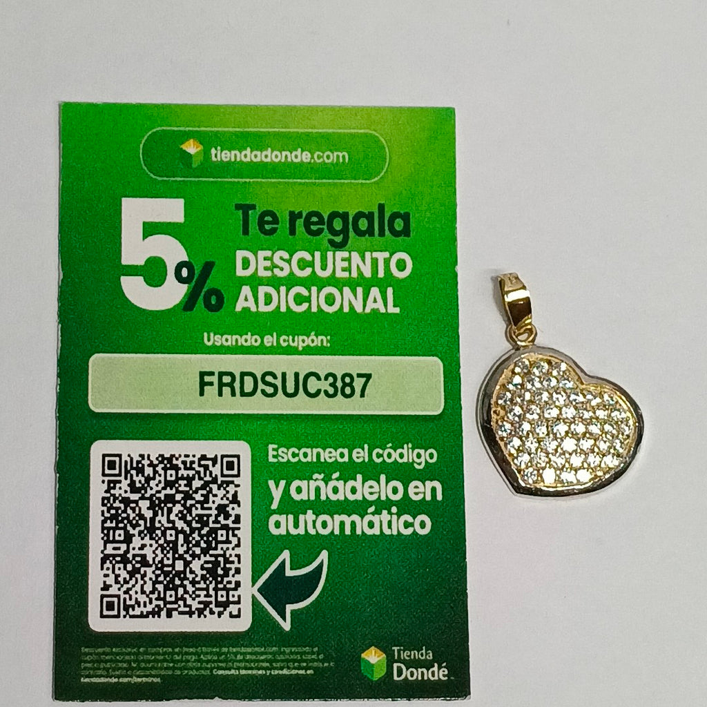DIJE CORAZON CON CIRCONIAS 14K 1.8 GR (NUEVO)