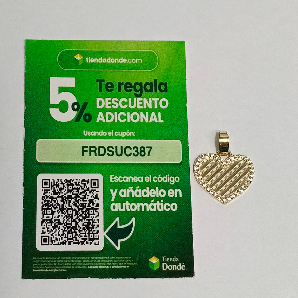 DIJE TEJIDO CORAZON CON CERCO DE CIRCONIAS 14K 1.2 GR (NUEVO)