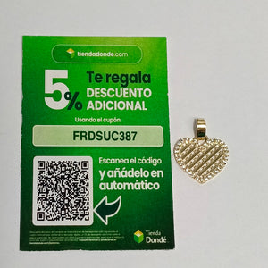 DIJE TEJIDO CORAZON CON CERCO DE CIRCONIAS 14K 1.2 GR (NUEVO)