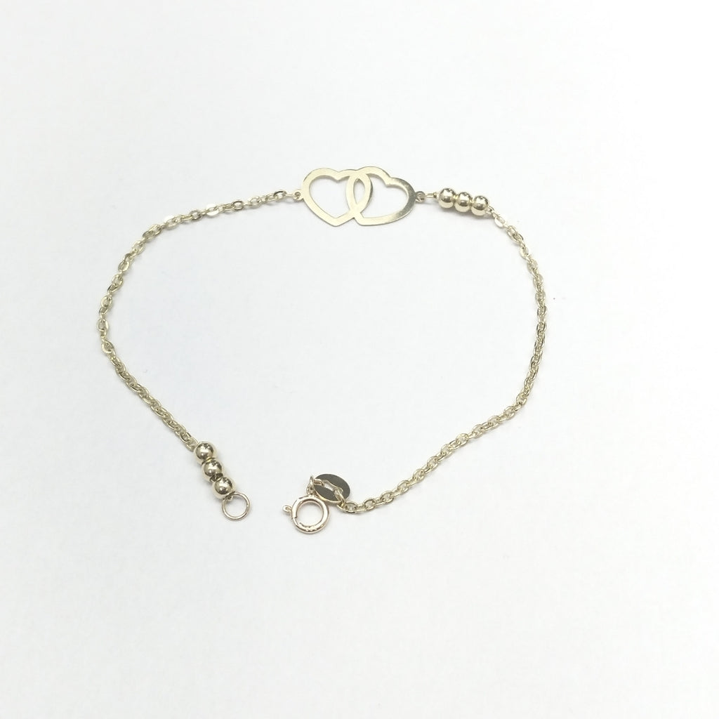 PULSERA TEJIDO ESPECIAL C CORAZONES 14K 18 CM 1.7 GR (NUEVO)
