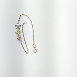 PULSERA TEJIDO ESPECIAL FIG FLORES 14K 18 CM 2.1 GR (NUEVO)