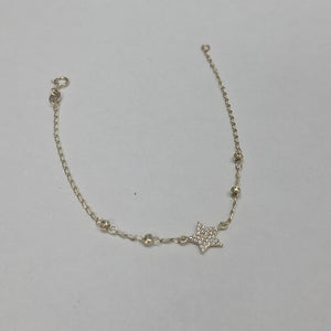 PULSERA ESPECIAL CON ESTRELLA Y CIRCONIAS 14K 18 CM 1.4 GR (NUEVO)