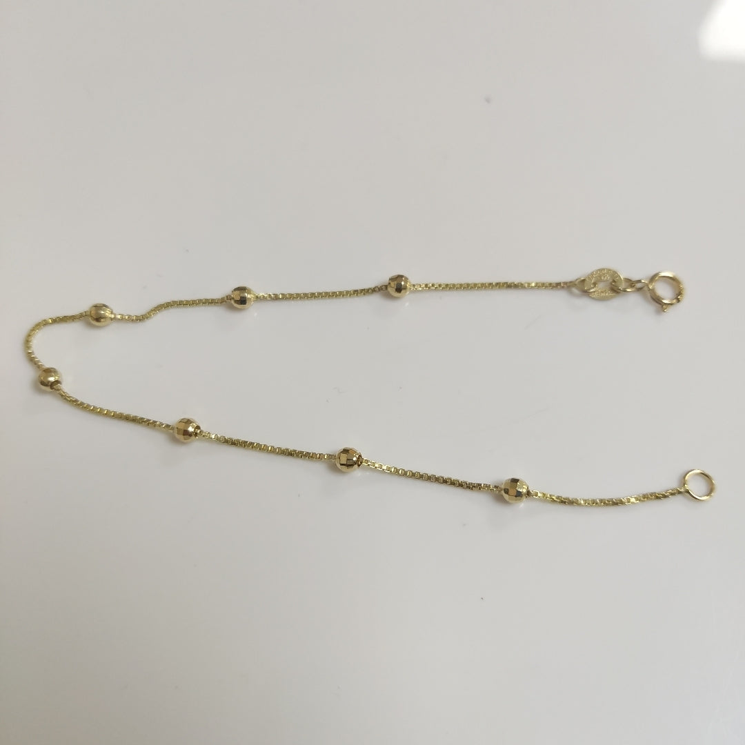 PULSERA ESPECIAL CON BOLITAS 14K 18 CM 1.4 GR (NUEVO)