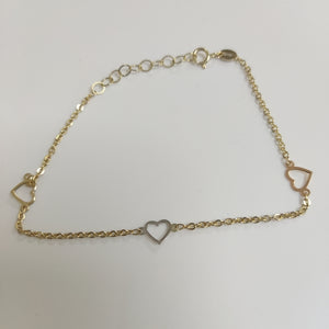 PULSERA ESPECIAL CON CORAZONES 10K 18 CM 1.2 GR (NUEVO)