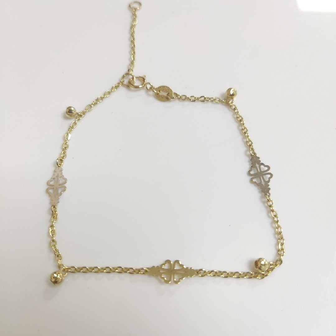 PULSERA ESPECIAL CON TREBOL 14K 18 CM 1.8 GR (NUEVO)