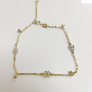 PULSERA ESPECIAL CON TREBOL 14K 18 CM 1.8 GR (NUEVO)