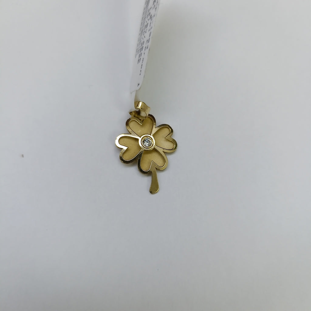 DIJE FIG TREBOL C CIRCONIA 14K 0.8 GR (NUEVO)
