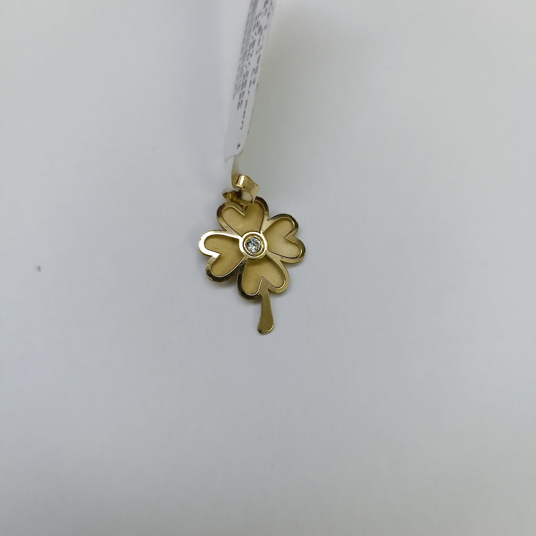 DIJE FIG TREBOL C CIRCONIA 14K 0.8 GR (NUEVO)