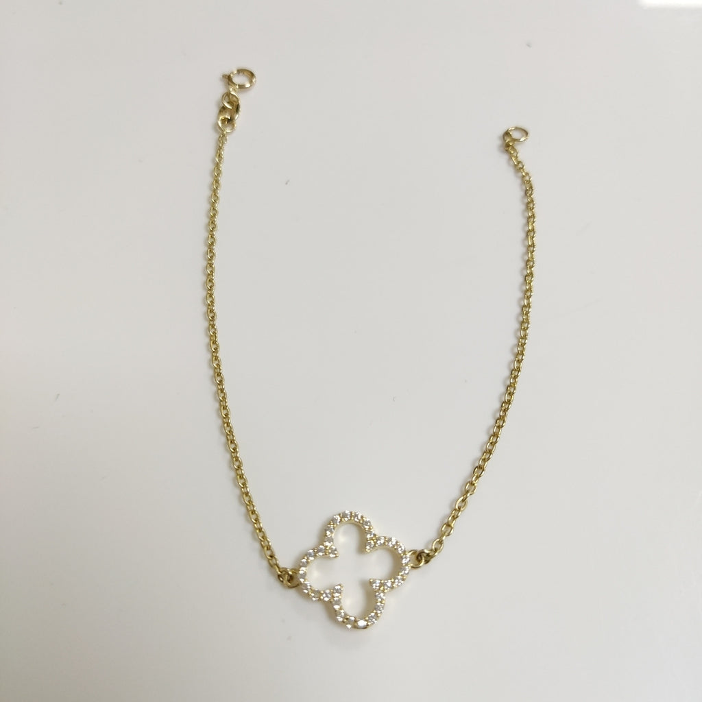 PULSERA TEJIDO ESPECIAL C CIRCONIAS 14K 18 CM 1.8 GR (NUEVO)