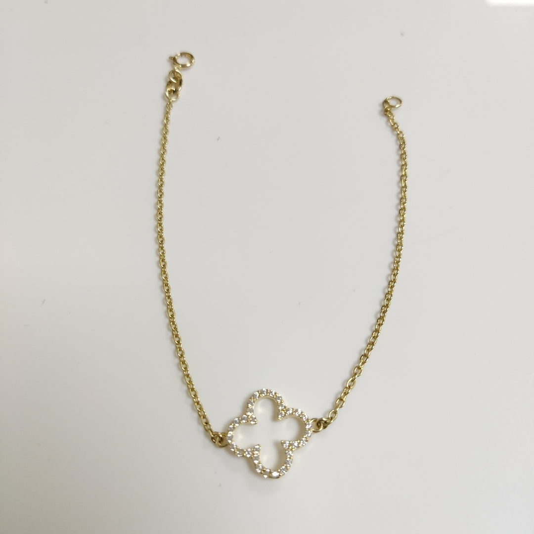 PULSERA TEJIDO ESPECIAL C CIRCONIAS 14K 18 CM 1.8 GR (NUEVO)