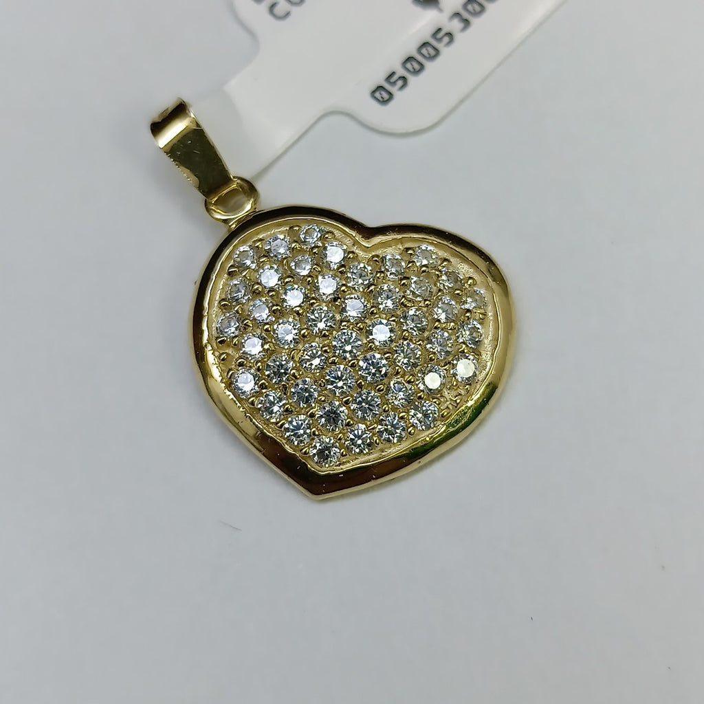 DIJE TEJIDO CORAZON CON CIRCONIAS 14K 1.7 GR (NUEVO)